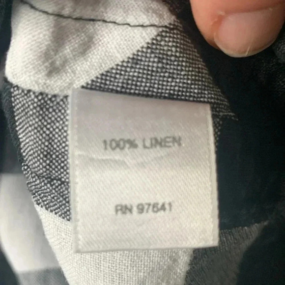 J Jill Love Linen Black and White Checkered Linen Blouse - Picture 5 of 6